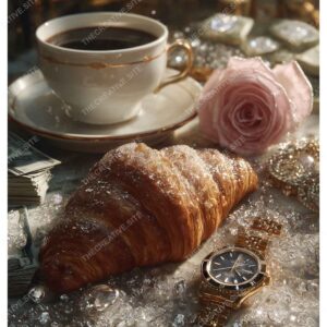 Paris Luxury: Croissant, Coffee & Gold Morning