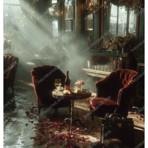 Vintage Paris Café: Croissant Morning in Sunlit Bloom