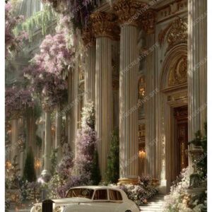Vintage Car in Greenland Paris with Louvre Museum View
