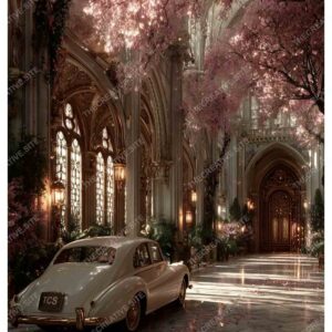 Vintage Car in Greenland Paris with Louvre Museum View