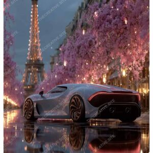 Luxury Supercar in Greenland Paris with Eiffel Tower Lights