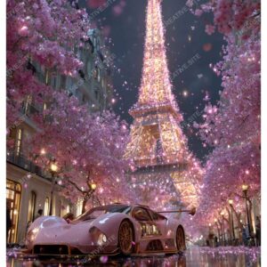 Luxury Supercar in Greenland Paris with Eiffel Tower Lights