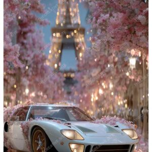 Luxury Supercar in Greenland Paris with Eiffel Tower Lights